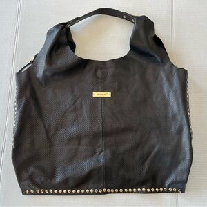 Roxbury Black Studded Leather Shoulder Hobo Bag Purse